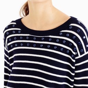 J.Crew Jeweled Striped Swing Sweater sz Small